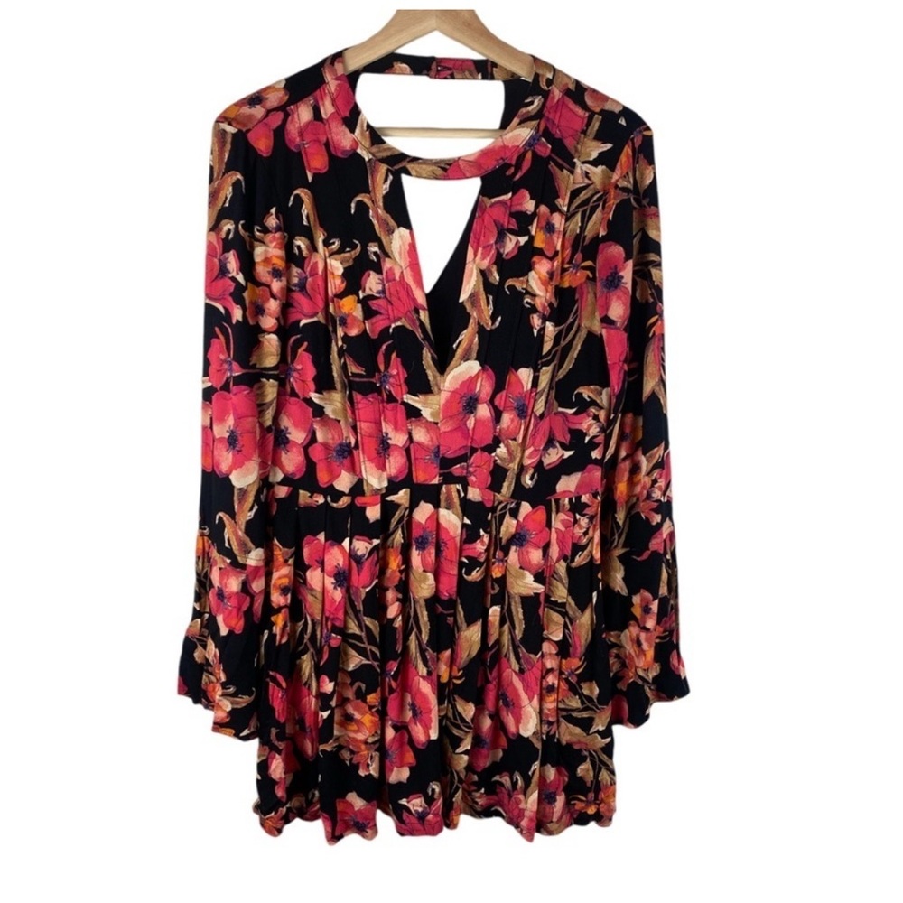 Free People Black and Red Cut Out Tiered Dress - Picture 4 of 9